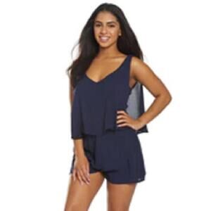 ROXY Festi Face Blue Romper Shorts Jumpsuit ~ Women's Size SMALL